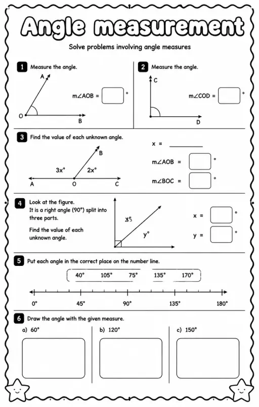 Solve problems involving angle measures
