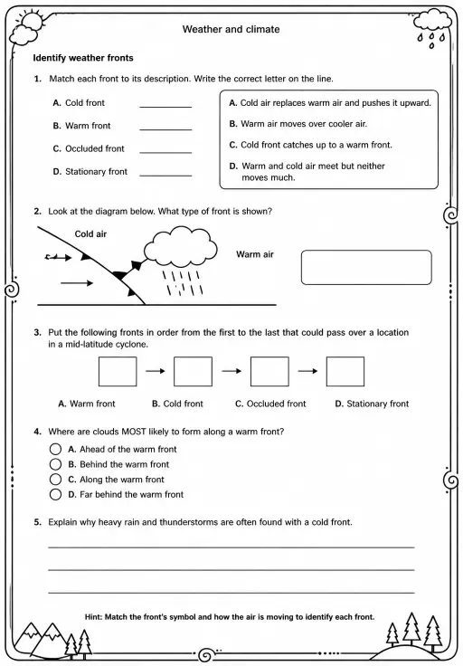 Identify weather fronts