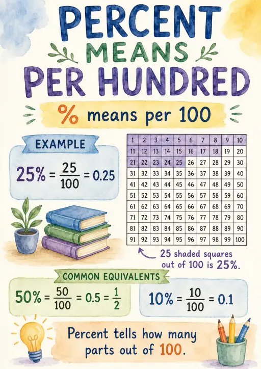 Percent Decimals and Percent Infographic