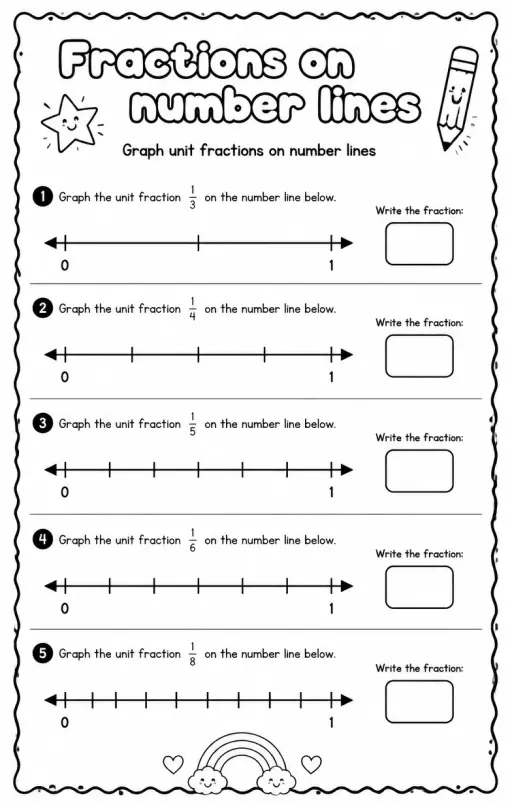 Graph unit fractions on number lines