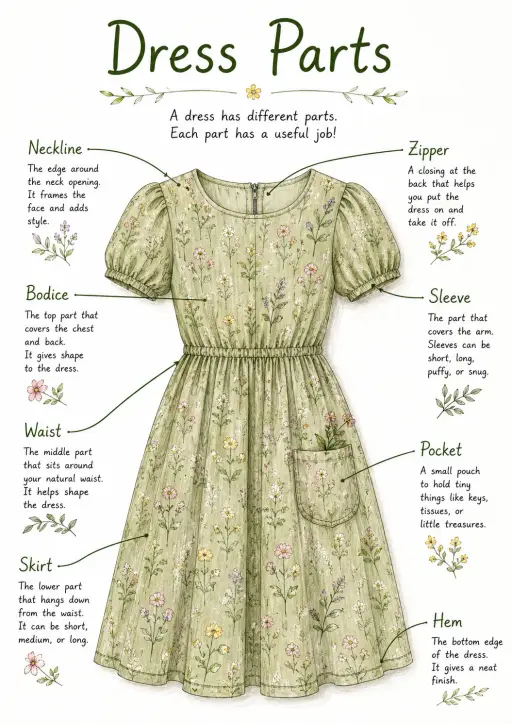 Dress parts Clothing Items Infographic