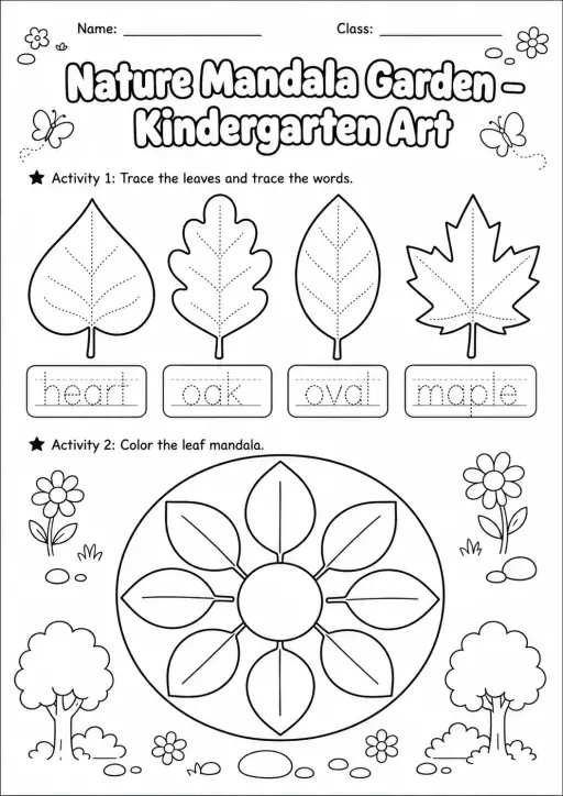 Nature Mandala Garden Art Worksheet Pack