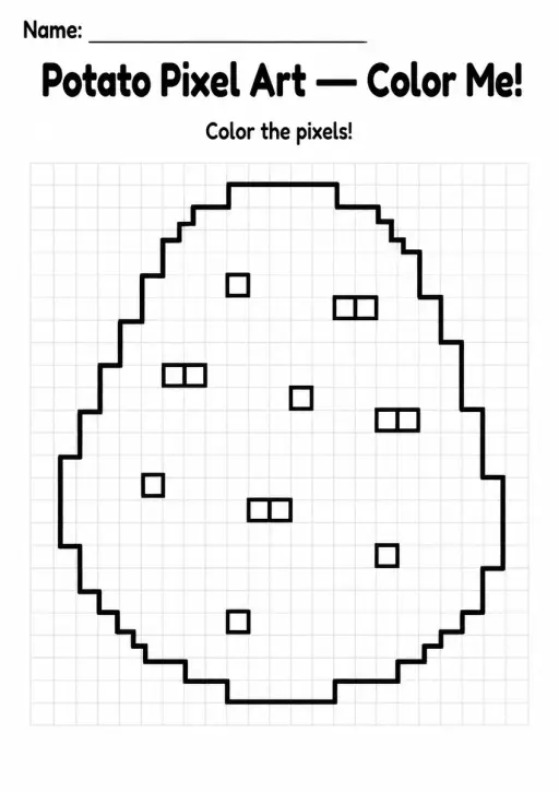 Potato Pixel Art Coloring Page