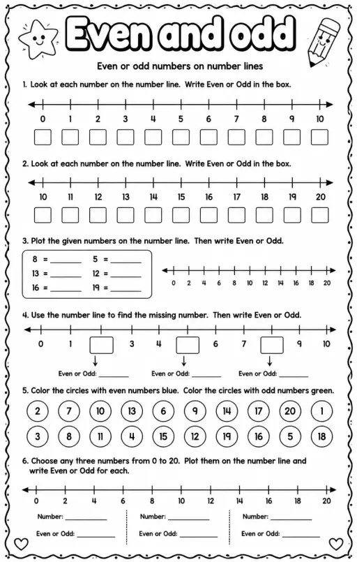 Even or odd numbers on number lines