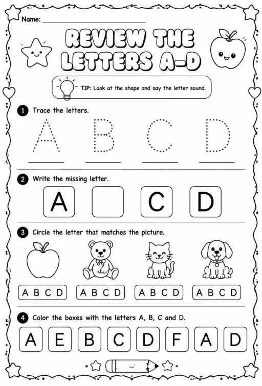 Review the letters A–D