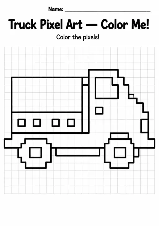 Truck Pixel Art Coloring Page