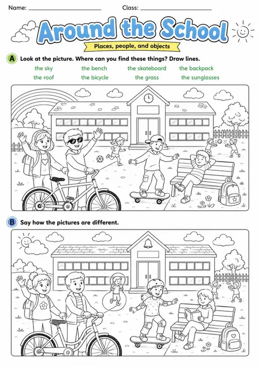 Cambridge Flyers - Around the School | Free Worksheet