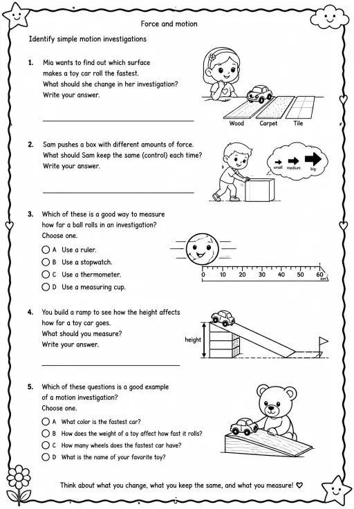 Identify simple motion investigations