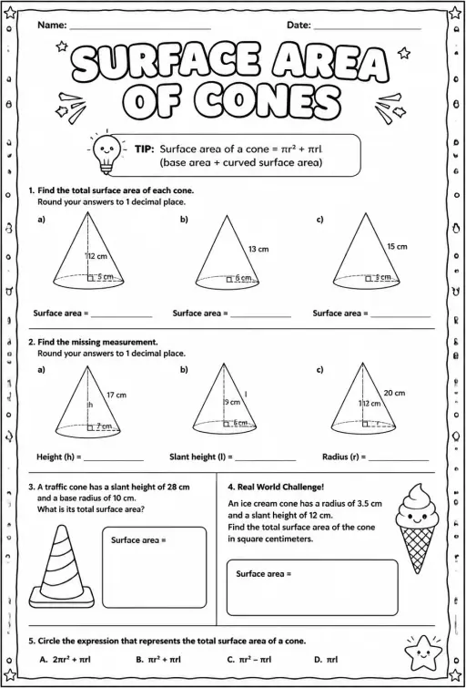 Surface area of cones