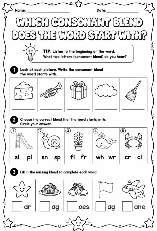 Which consonant blend does the word start with?