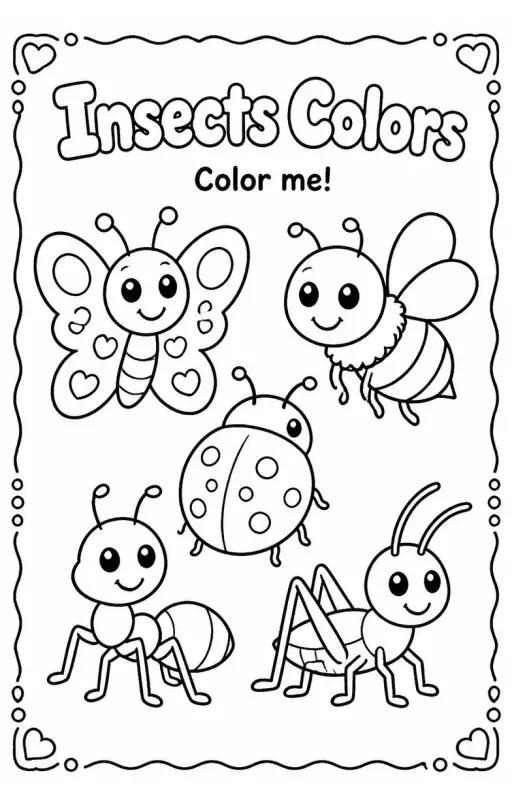 Insects Colors Coloring Page