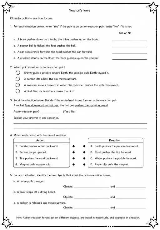 Classify action-reaction forces