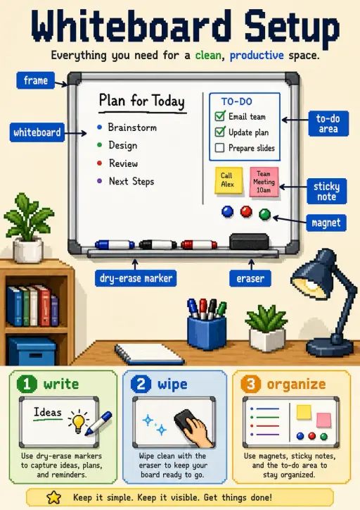 Whiteboard setup Office Supplies Infographic