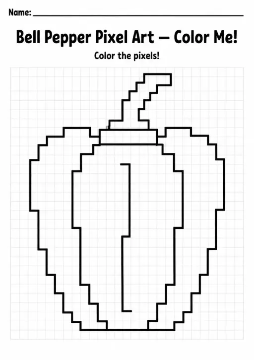Bell Pepper Pixel Art Coloring Page