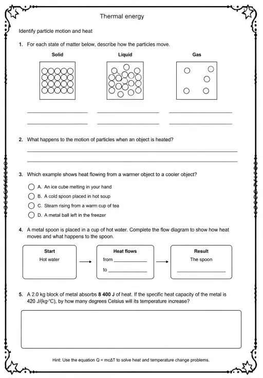 Identify particle motion and heat