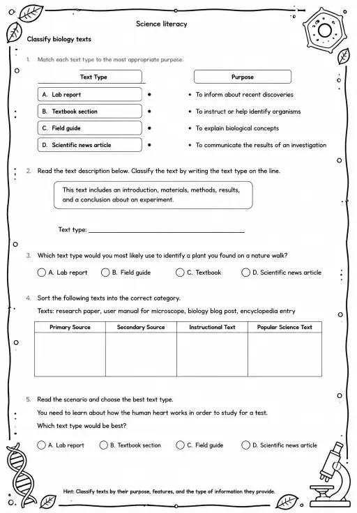 Classify biology texts