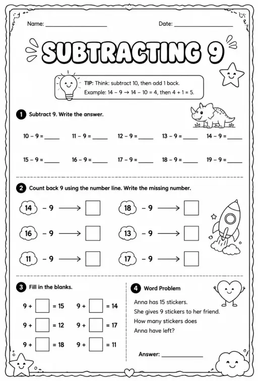 Subtracting 9