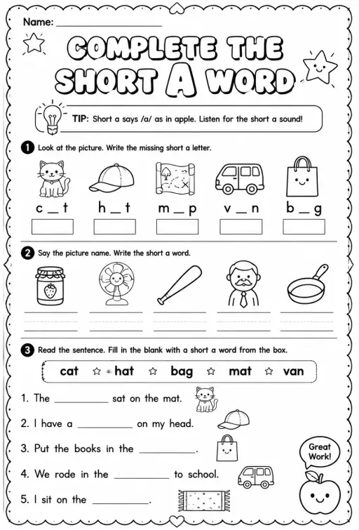 Complete the short a word