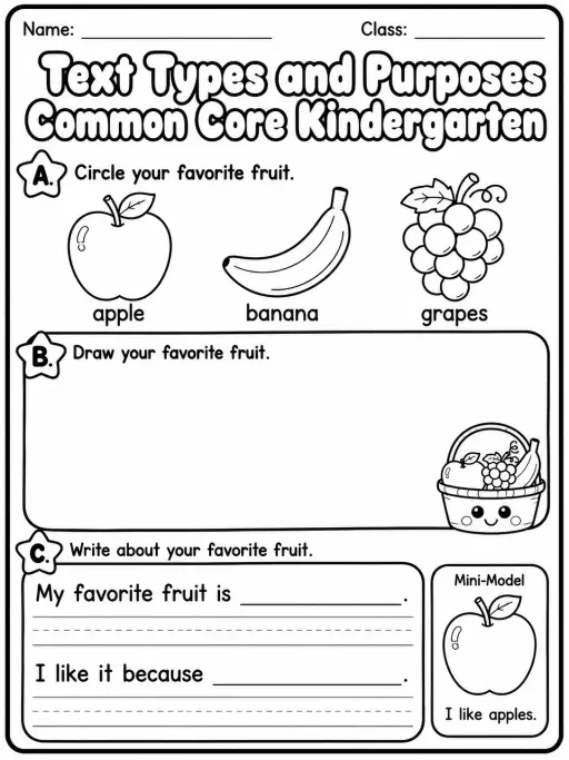 Text Types and Purposes Common Core Kindergarten