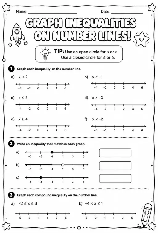 Graph inequalities on number lines