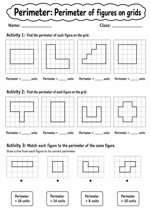 Grade 3 Perimeter Math Worksheet Pack