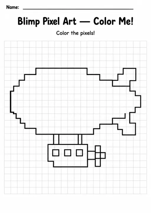 Blimp Pixel Art Coloring Page