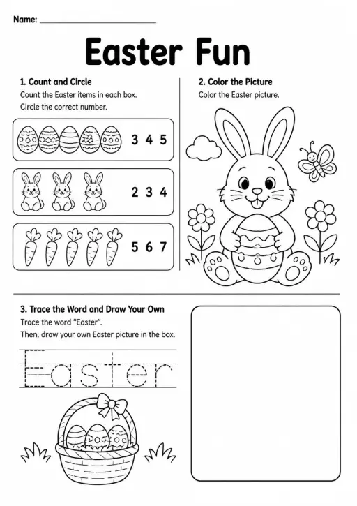 Easter Worksheet — Kindergarten
