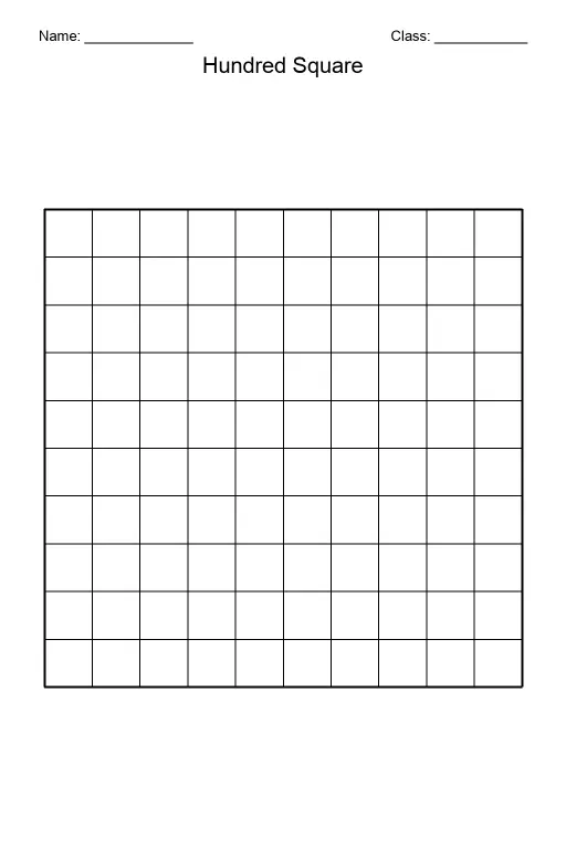 Hundred Square (Blank)
