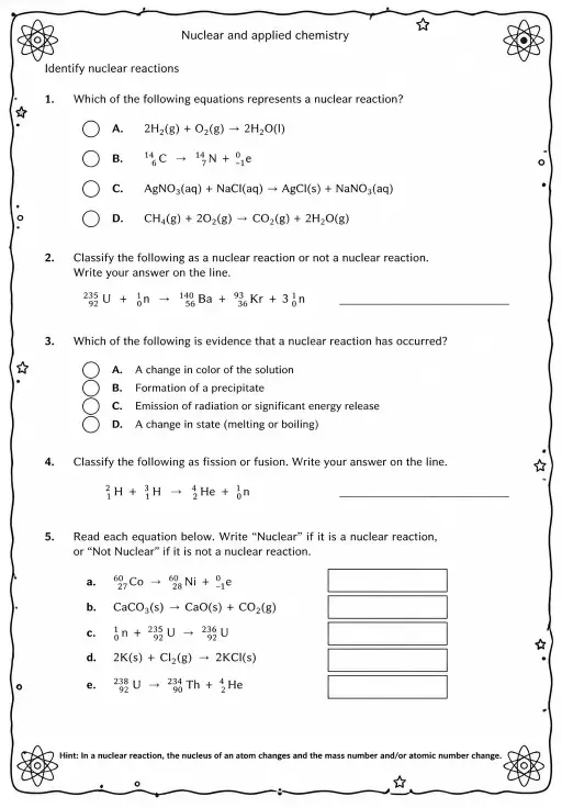 Identify nuclear reactions