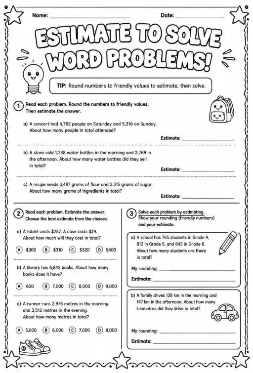 Estimate to solve word problems