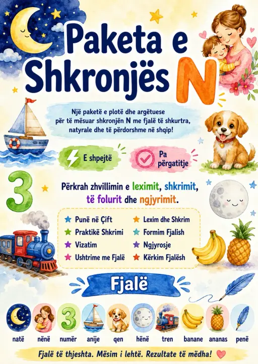 Albanian Letter N Phonics Worksheets Pack