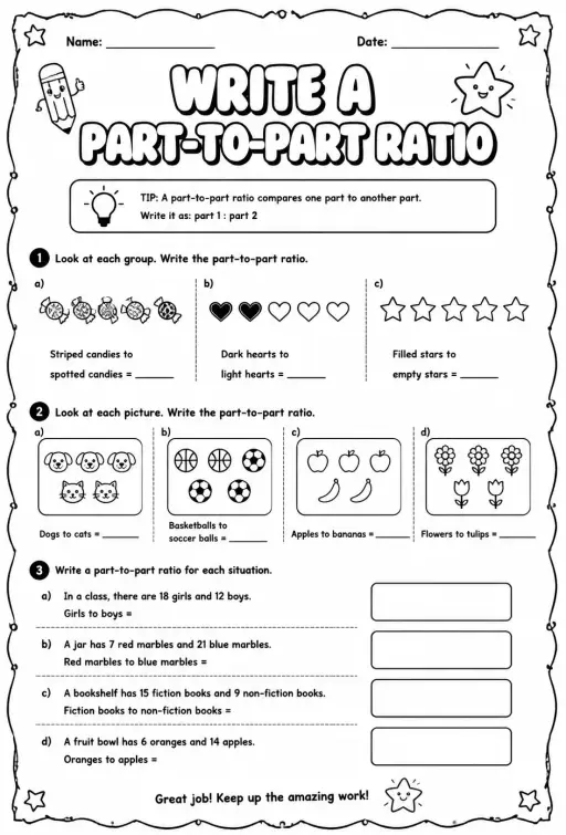 Write a part-to-part ratio