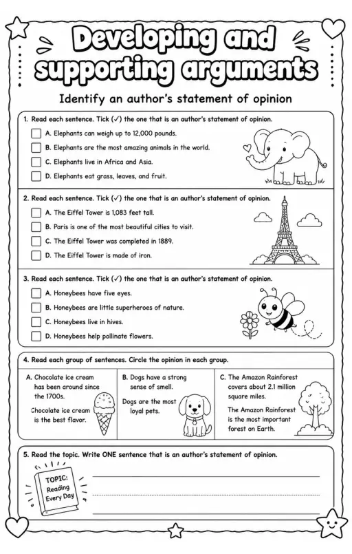 Identify an author's statement of opinion