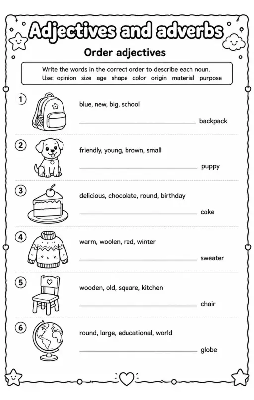 Order adjectives