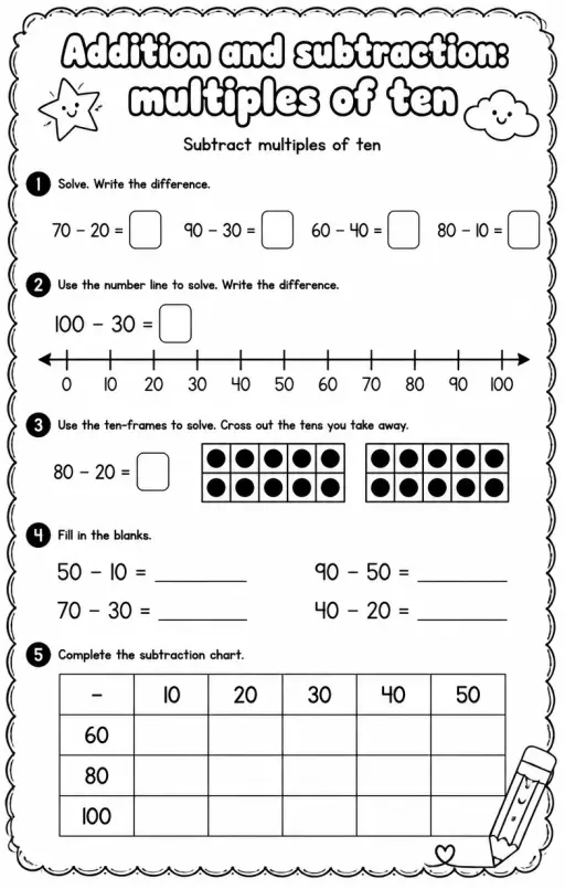 Subtract multiples of ten