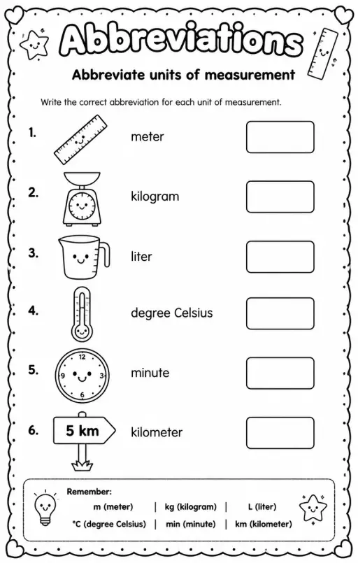 Abbreviate units of measurement