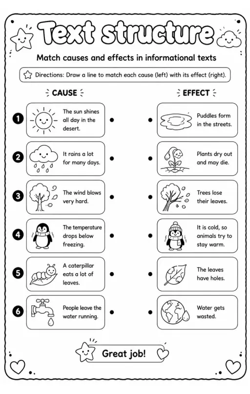 Match causes and effects in informational texts