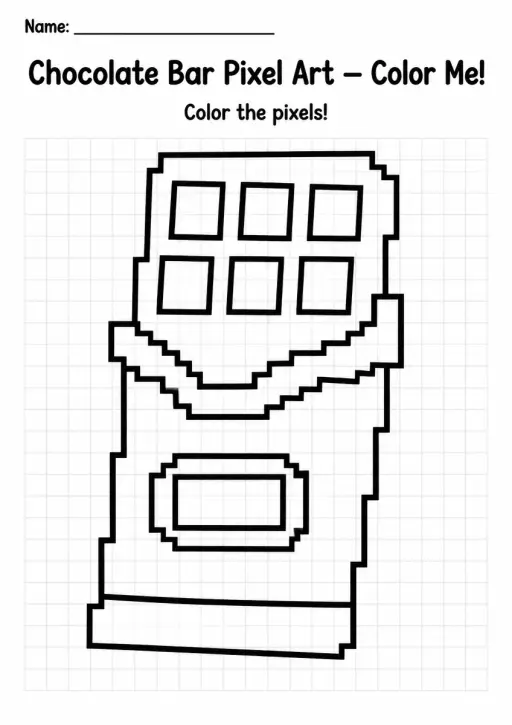 Chocolate Bar Pixel Art Coloring Page