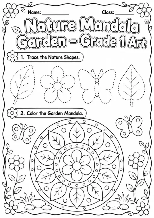 Nature Mandala Garden Art Worksheet Pack
