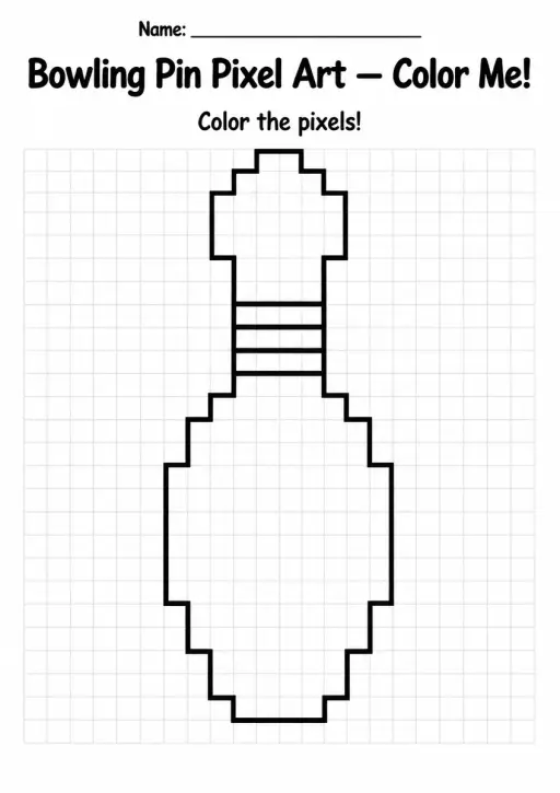 Bowling Pin Pixel Art Coloring Page