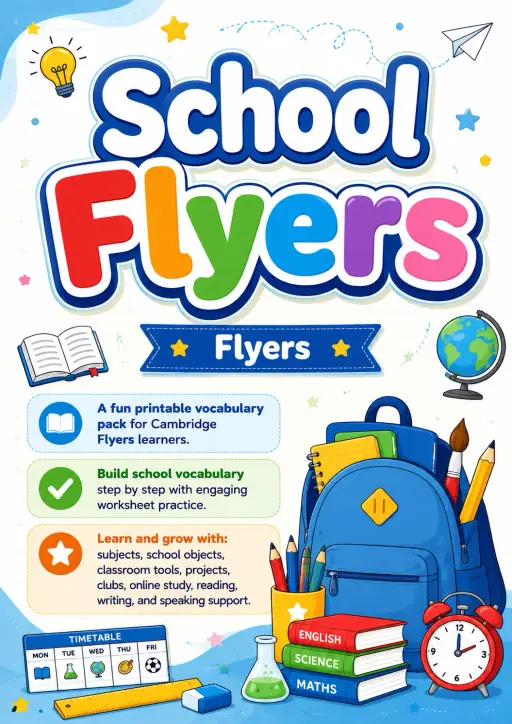 School Flyers Vocabulary Worksheet Pack
