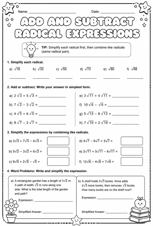 Add and subtract radical expressions