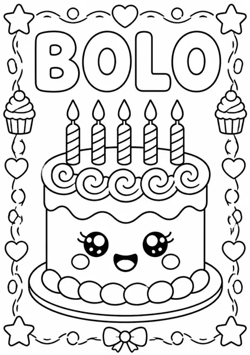 Desenho de Bolo para Colorir