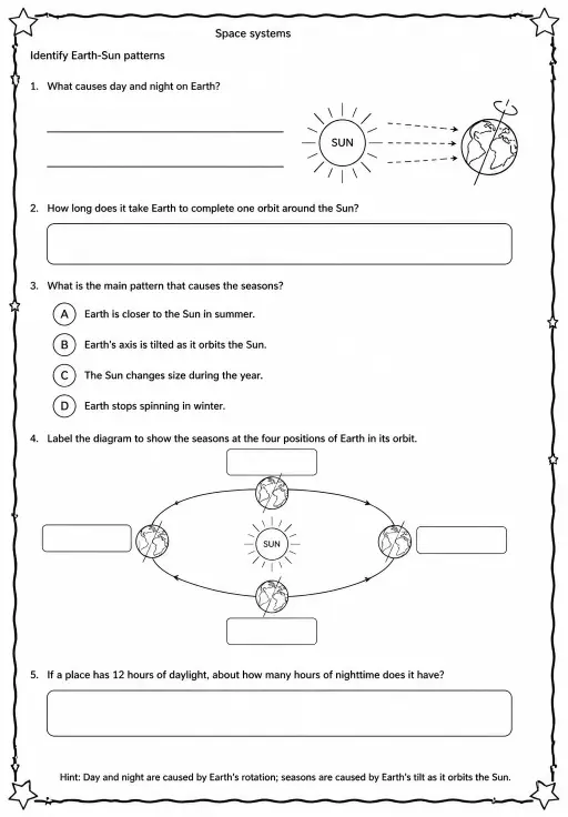 Identify Earth-Sun patterns