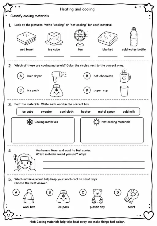 Classify cooling materials