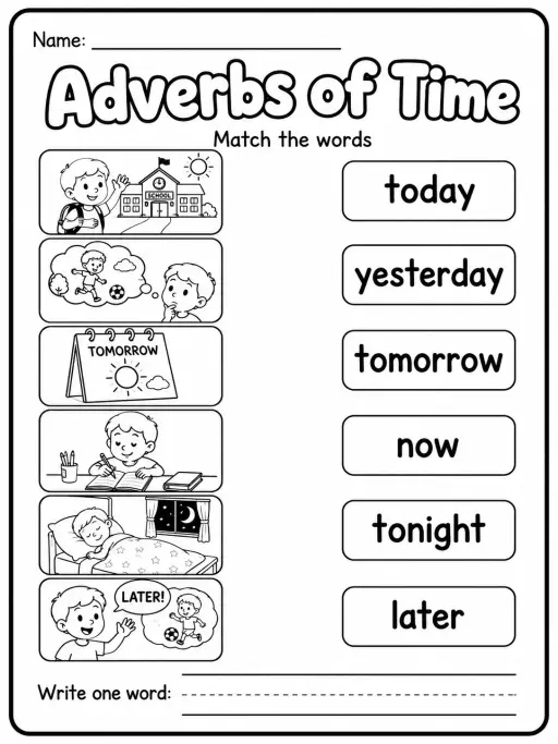 Adverbs of Time Worksheet Pack