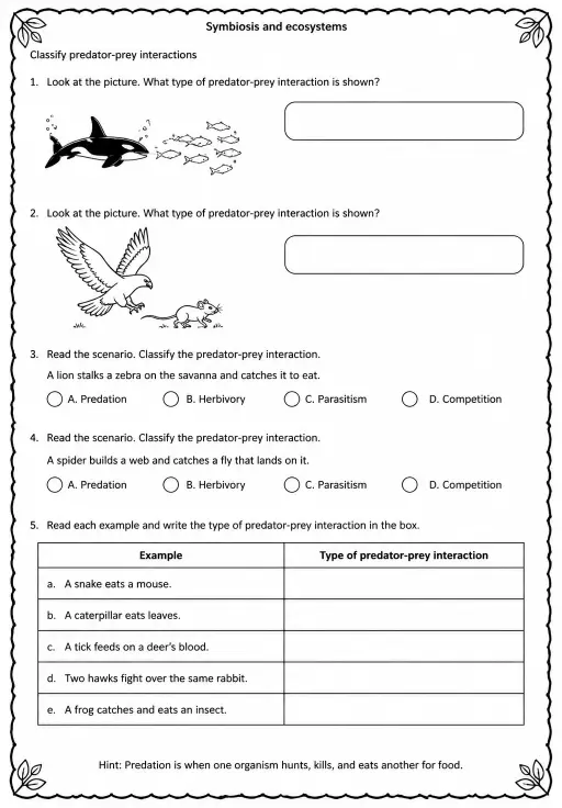 Classify predator-prey interactions