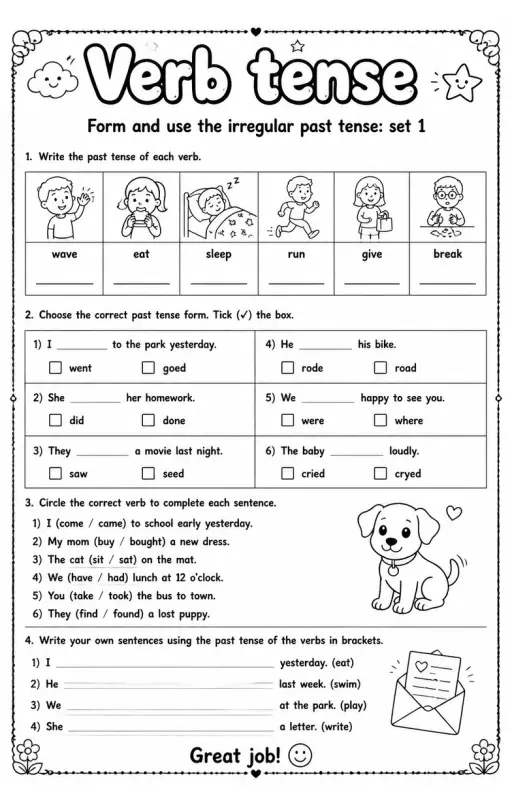 Form and use the irregular past tense: set 1