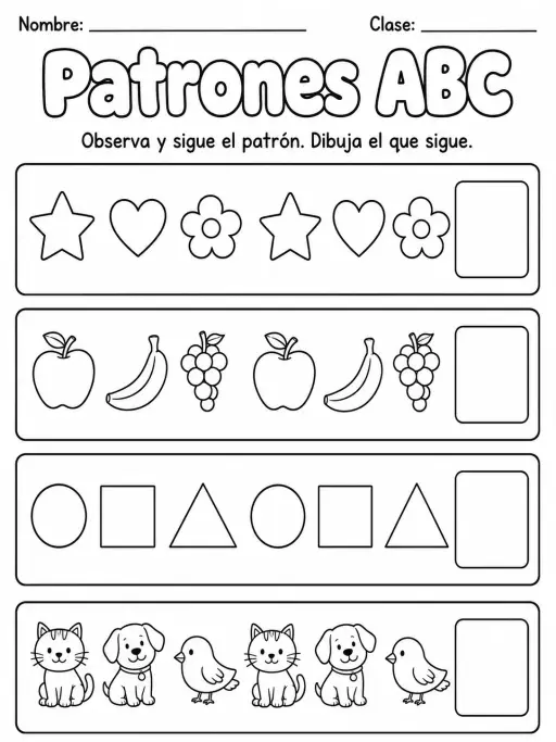 Kindergarten - patrones ABC - Paquete de fichas