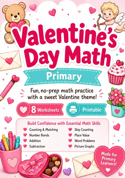 Valentine's Day Math Worksheet Pack